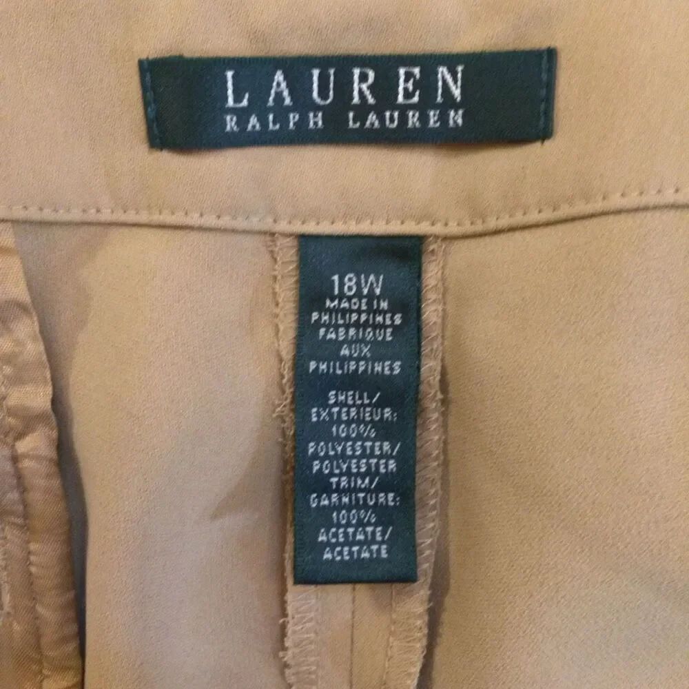 Ralph Lauren tan wide leg Green label pants 18w - Picture 7 of 10